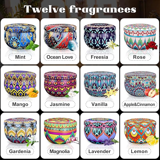 Set of 24 Small Scented Candles Soy Wax Aromatherapy Candles 2.5 OZ Portable - Image 8