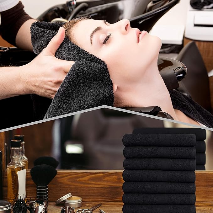 GREEN LIFESTYLE Black Microfiber Bleach Safe Towel Bulk Sets, Premium Spa - Image 8