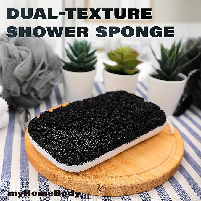 myHomeBody Extra Exfoliating Body Scrubber, Bath Sponge - Image 2