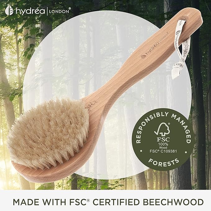 Hydrea London Dry Body Brush –Short Handle Premium Exfoliating Dry Skin Brush - Image 3