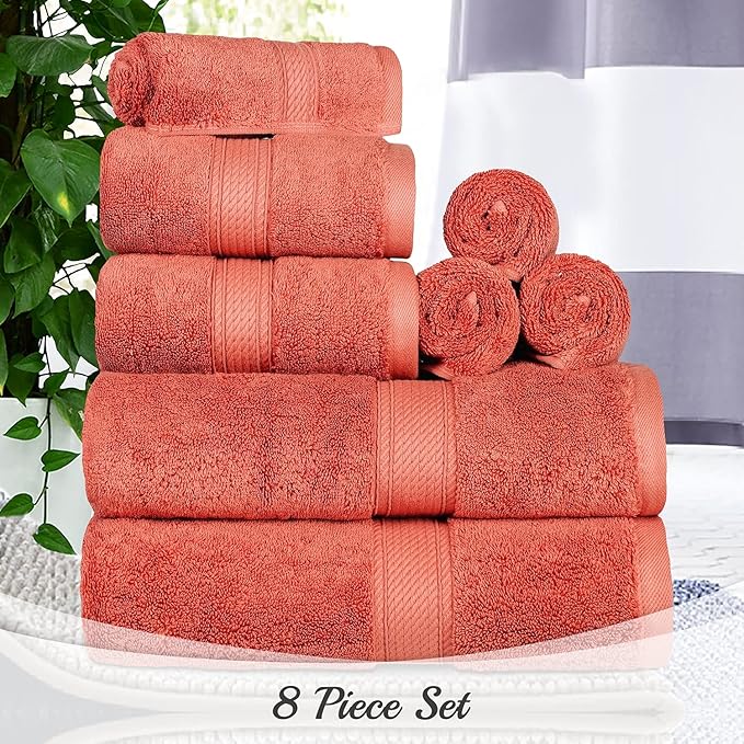 SUPERIOR Egyptian Cotton Pile 8 Piece Towel Set, Includes 2 Bath, 2 Hand - Image 9