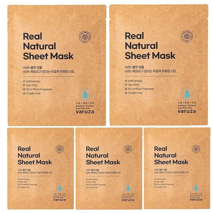 varuza] Real Natural Sheet Mask – EWG VERIFIED, Vegan Face Mask by Thebeginningofcleanbeauty