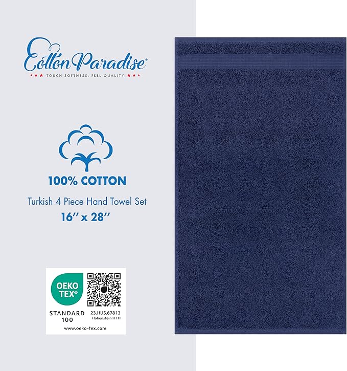 Cotton Paradise Hand Towels for Bathroom, 100% Cotton Turkish 4 Piece Hand - Image 4
