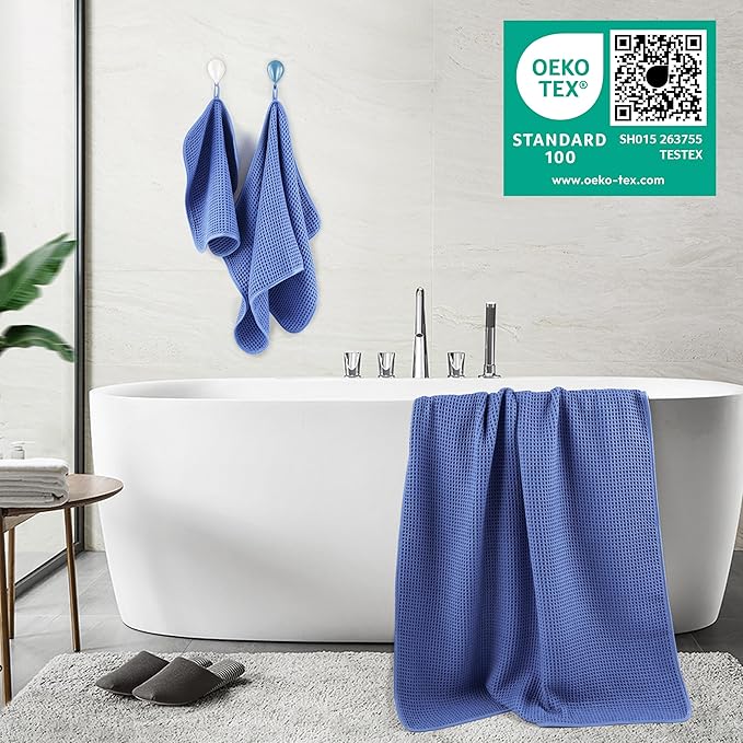 POLYTE 430 GSM Microfiber Quick Dry Lint Free Oversize Bath Towel Set, 6 Piece - Image 3