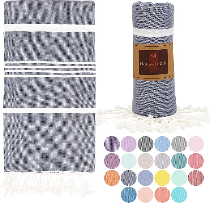 Beach Towel 100% Cotton Turkish Beach Towel Adult 38x70 Inch Pre-washed by NatureIsGift