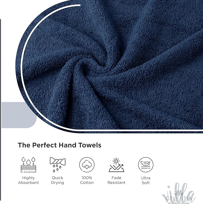 100% Cotton Hand Towel Set of 4, Sustainable, Highly Absorbent, Quick Drying - Image 3