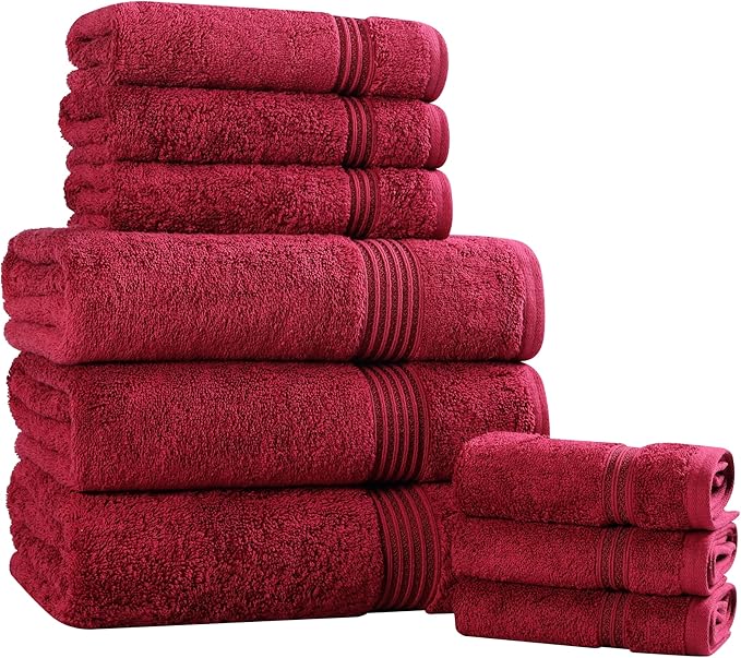 Superior Egyptian Cotton 9-Piece Towel Set, Guest Bath Decor Essentials - Image 2