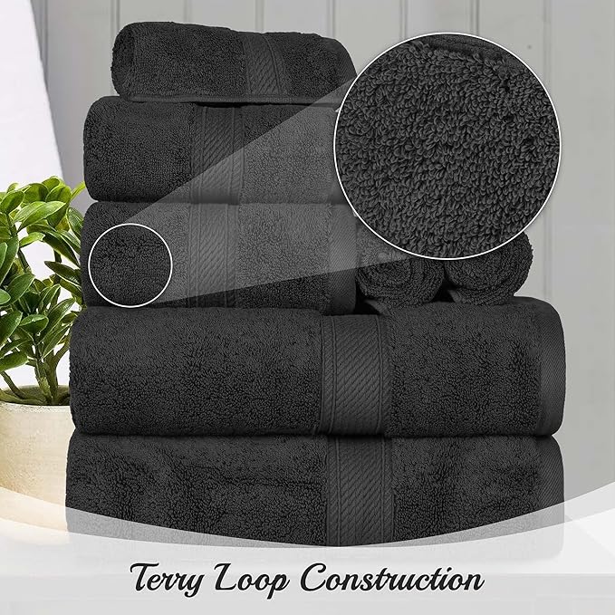 SUPERIOR Egyptian Cotton Pile Hand Towel Set of 4, Ultra Soft Luxury Towels - Image 3
