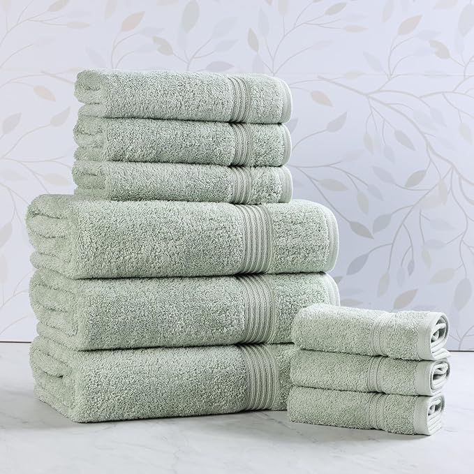Superior Egyptian Cotton 9-Piece Towel Set, Guest Bath Decor Essentials by SUPERIOR