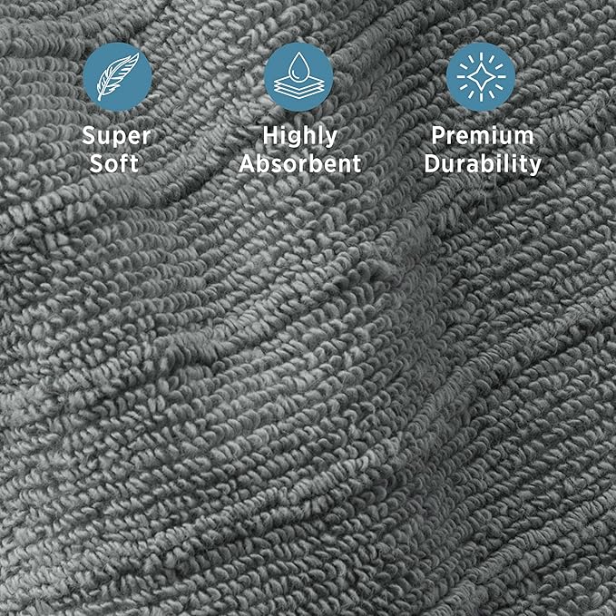 Welhome James 100% Cotton Textured Stripe Towel Set - Image 5