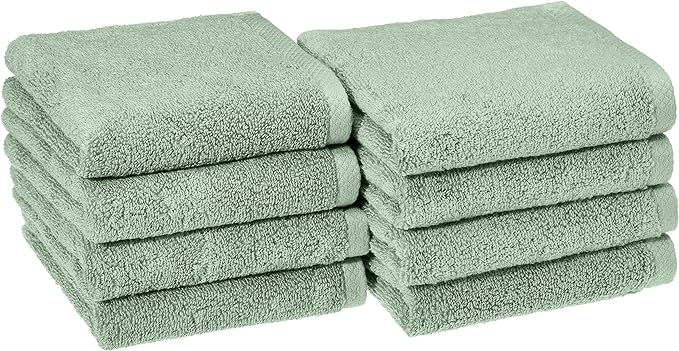 Amazon Basics Lightweight Quick-Dry Hand Towels, 100% Cotton, Seafoam Green by AmazonBasics