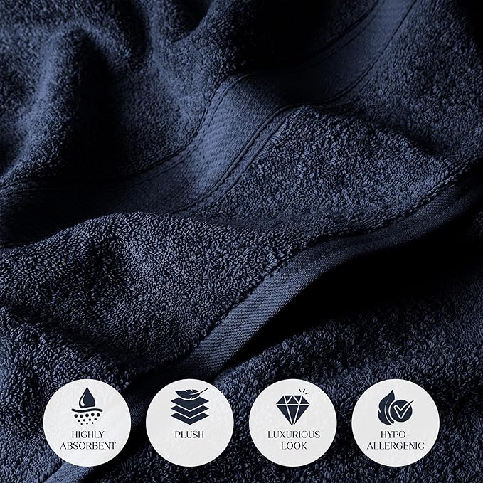 SUPERIOR Egyptian Cotton Pile Bath Towel Set of 2, Ultra Soft Luxury Towels - Image 7