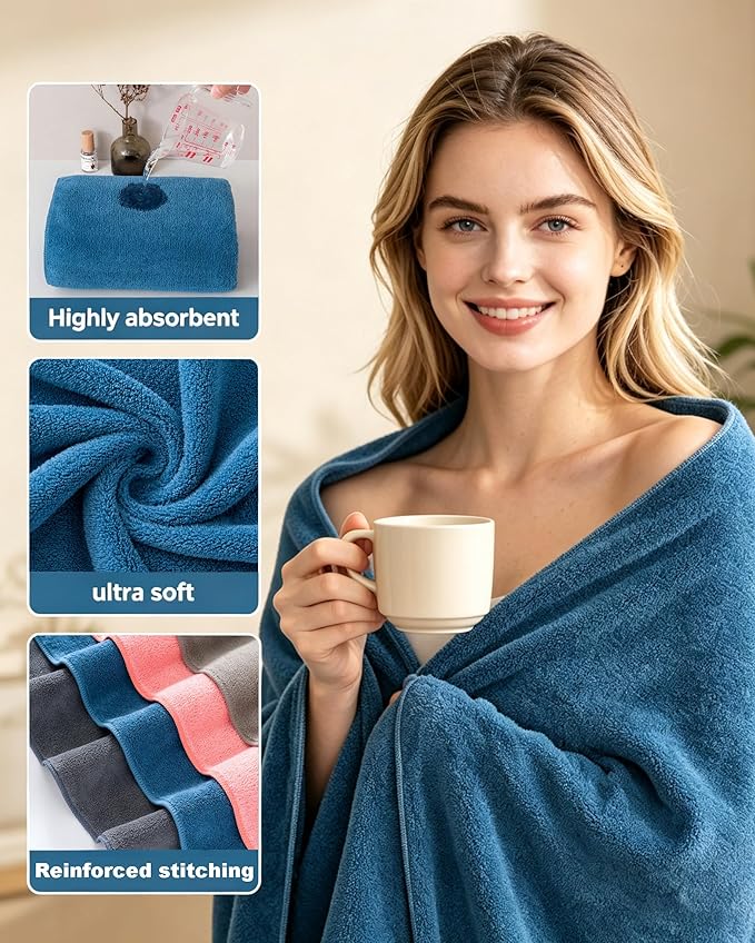 Lumimi Towels 6 Piece Multicolour Soft Microfiber Bath Towel Set Incredibly - Image 2