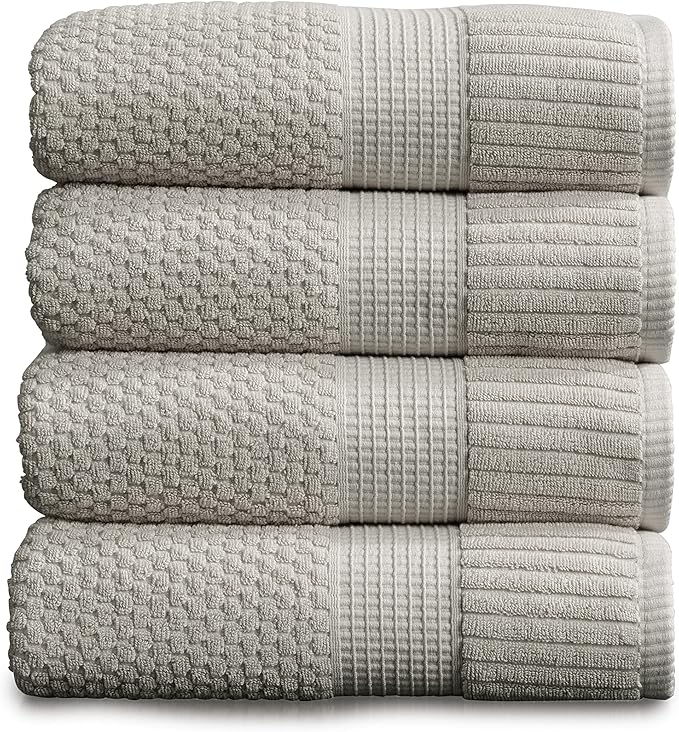 NY Loft 100% Cotton Bath Towel Set of 4 | Grey Towels | Oeko-TEX® Standard 100 by NYLoft