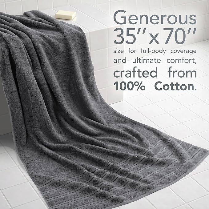 American Soft Linen 35x70 Jumbo Large Bath Towel, 600 GSM 100% Cotton Turkish - Image 2