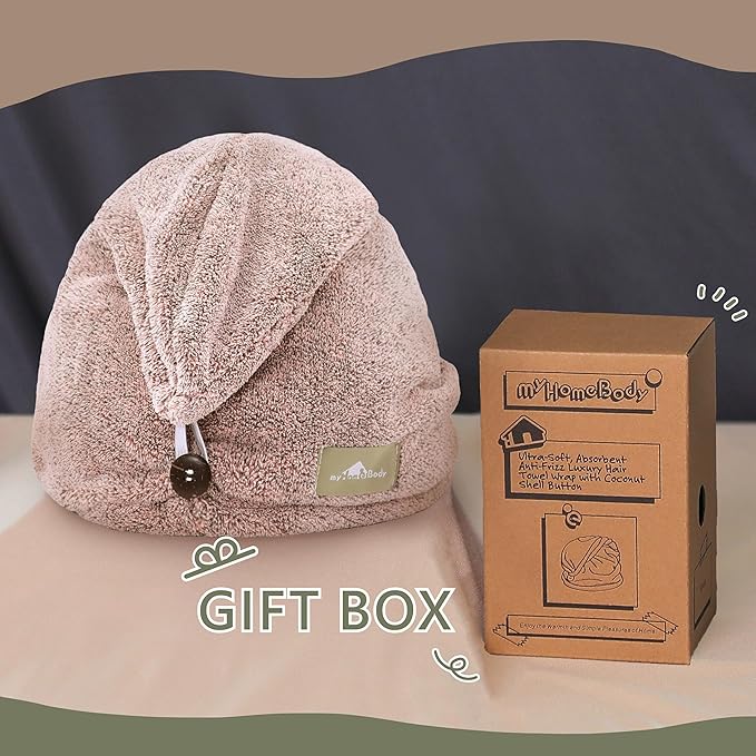 myHomeBody Hair Towel Wrap, Luxury Quick Drying Turban, Ultra Soft Absorbent - Image 7