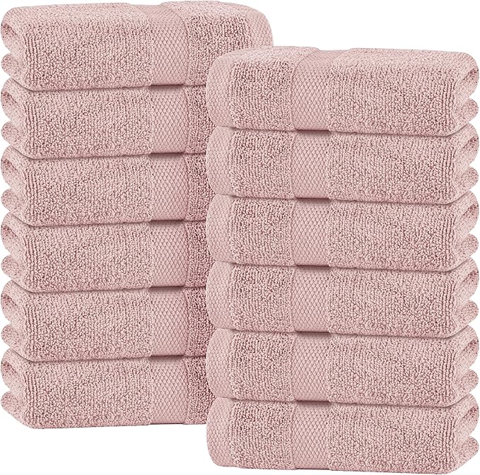 White Classic Pink Hand Towels for Bathroom Cotton Hand Towel Bulk for Gym by WhiteClassic
