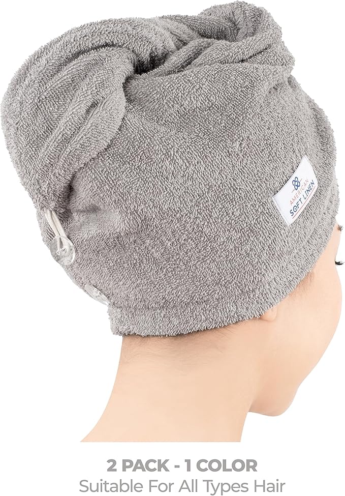 American Soft Linen 100% Cotton Hair Towels - Image 3