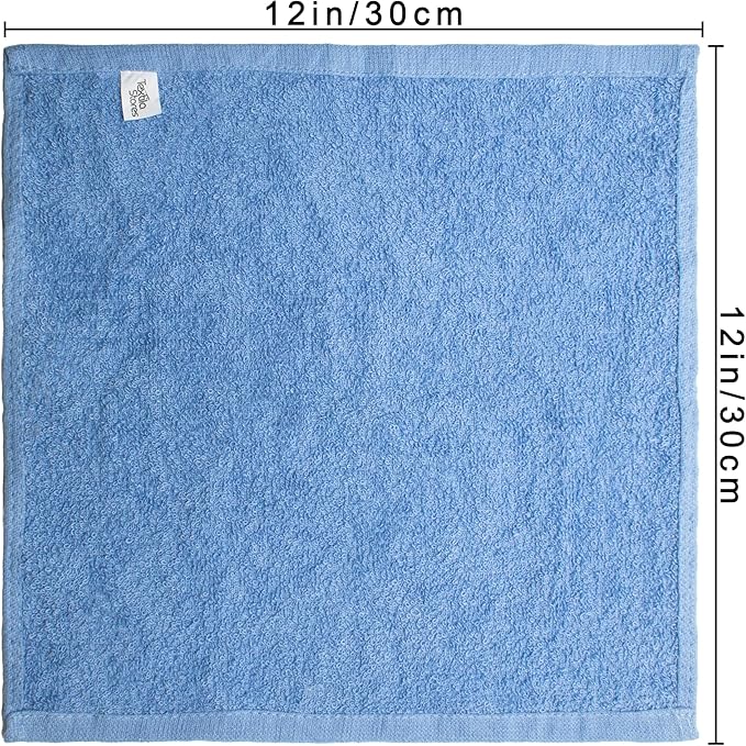 Basic Wash Cloths 12x12 Inches – Pack of 12 – Blue Color – Soft and Absorbent - Image 2