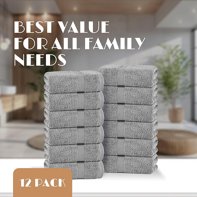 White Classic Light Gray Washcloths Set - Image 4