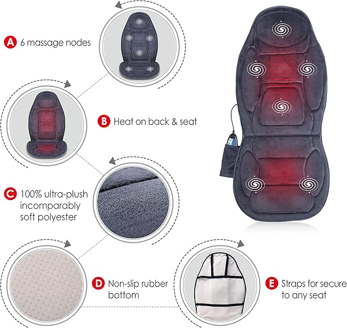 Snailax Back Massager with Heat, Vibration Massage Seat Cushion with 6 - Image 6