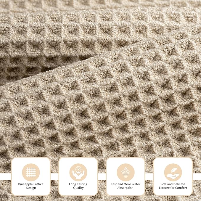 MICROFI Microfiber Waffle Bath Towels, 3 Pieces, Fast Drying, Lint Free - Image 2