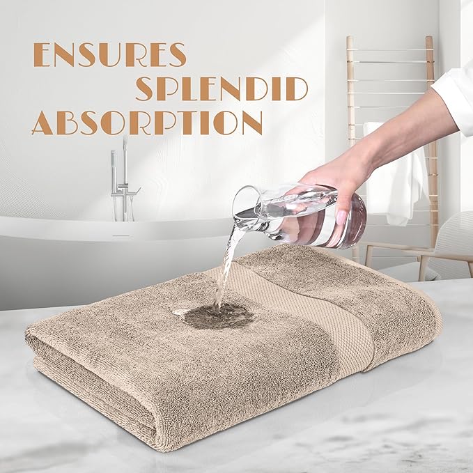 Wealuxe Taupe Bath Towels 27x54 Inch, Cotton Towel Set - Image 5