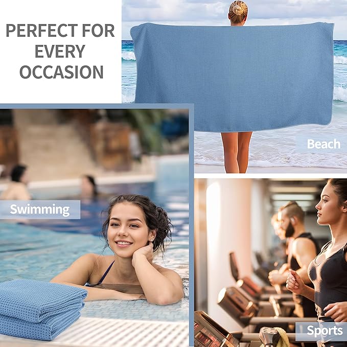 Microfiber Waffle Bath Towels, 4 Pieces, Fast Drying, Lint Free 430 GSM - Image 7