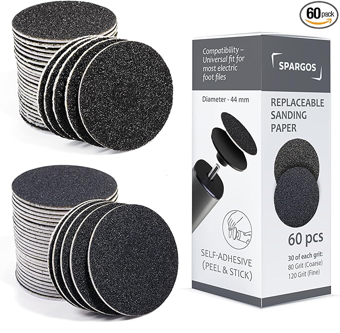 Precision Sandpaper Foot File Refill Pads | 80 Grit Coarse & 120 Grit Fine by Spargos