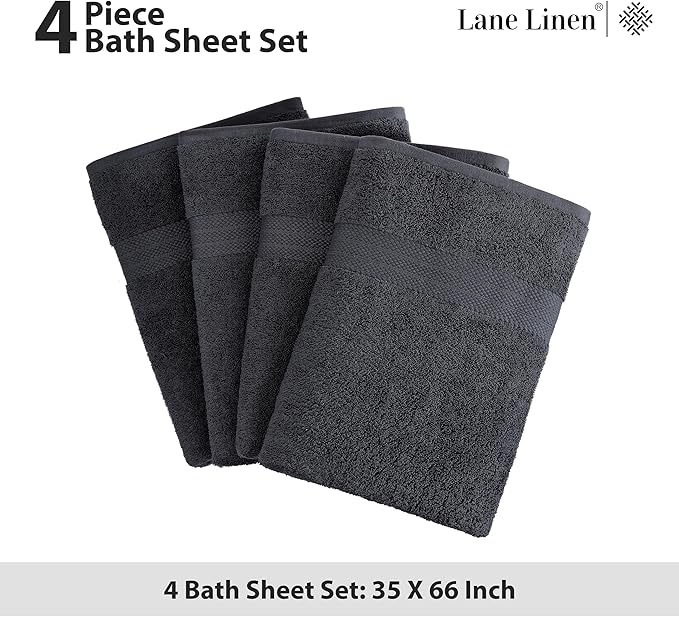 LANE LINEN 100% Luxury Cotton Bath Sheets Set of 4 - Image 5
