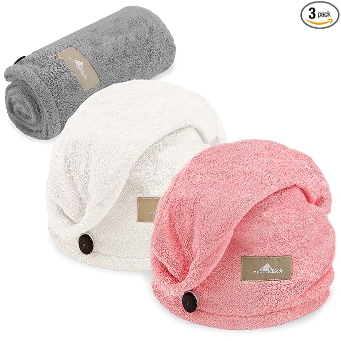 myHomeBody Hair Towel Wrap, Luxury Quick Drying Turban, Ultra Soft Absorbent Cap by myHomeBody