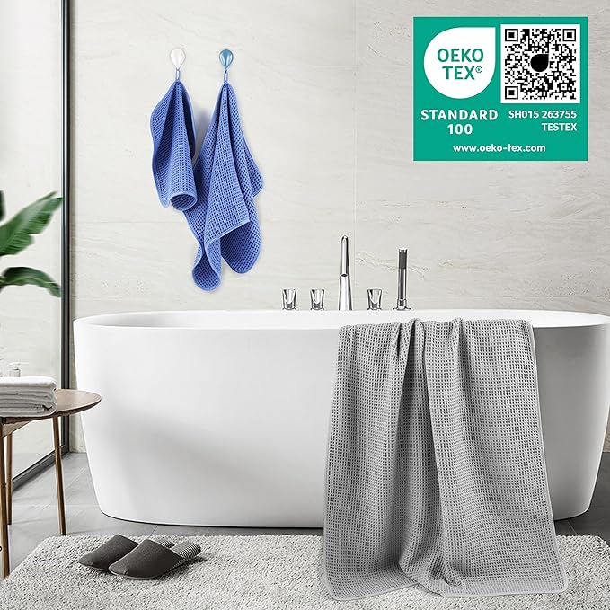 POLYTE 430 GSM Microfiber Quick Dry Lint Free Oversize Bath Towel Set, 6 Piece - Image 3