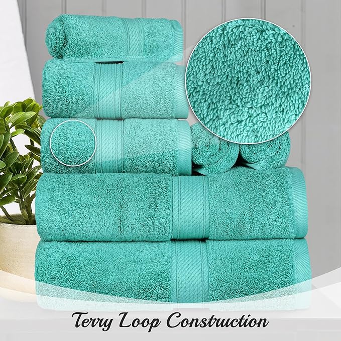 SUPERIOR Egyptian Cotton Pile Hand Towel Set of 4, Ultra Soft Luxury Towels - Image 3