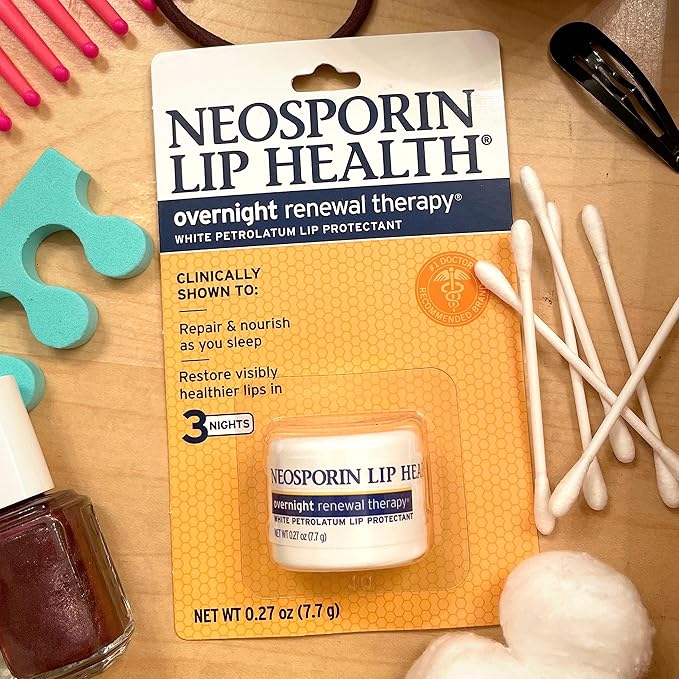 NEOSPORIN Lip Health Overnight Renewal Therapy White Petrolatum Lip Protectant - Image 8