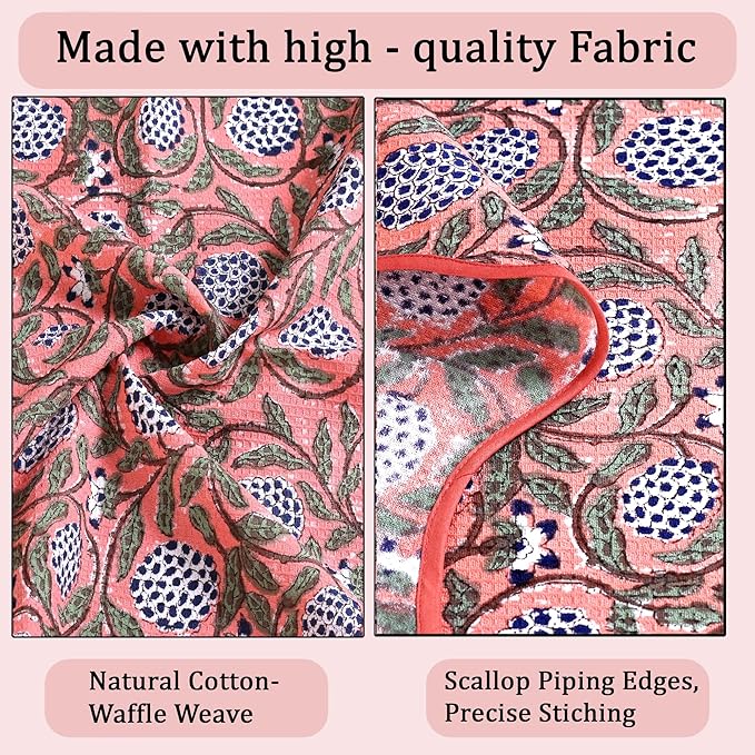 Ridhi Block Print Dark Salmon Cotton Spa/Beach Towel 27"x54" Set of 2 Handmade - Image 6