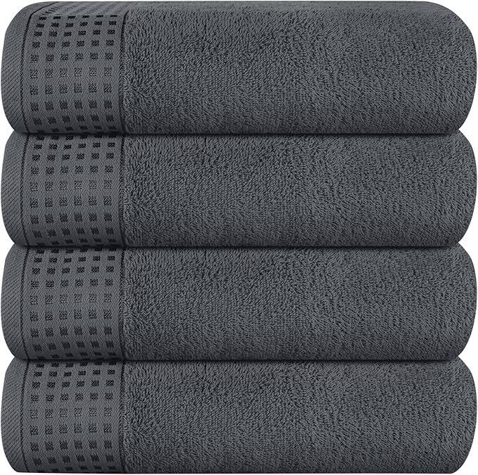 GLAMBURG Ultra Soft 4 Pack Oversized Bath Towel Set 27x54 inches, 100% Cotton by GLAMBURG