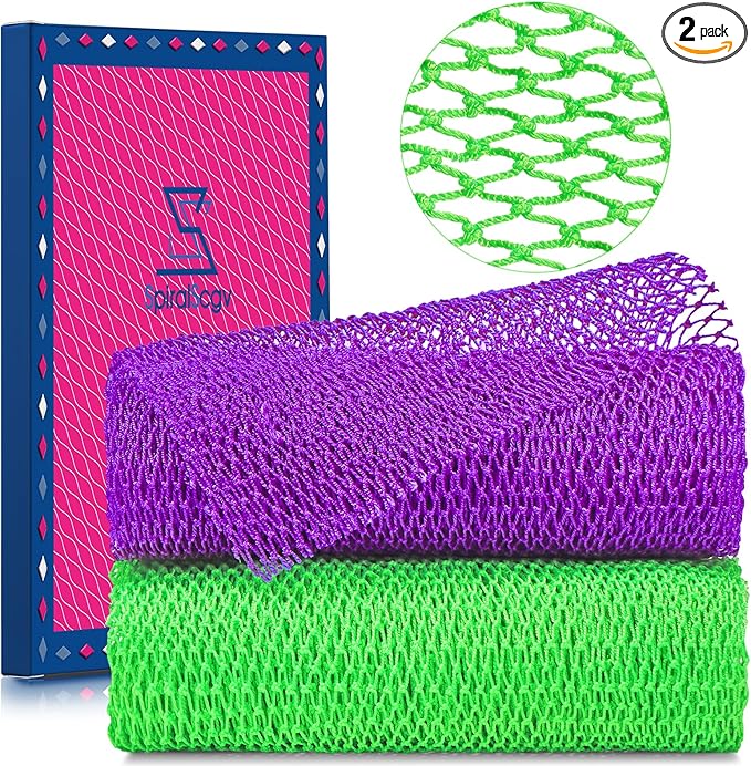 2 Pieces African Net Sponge – Real Authentic Exfoliating Bath Sponges by SpiralScgv