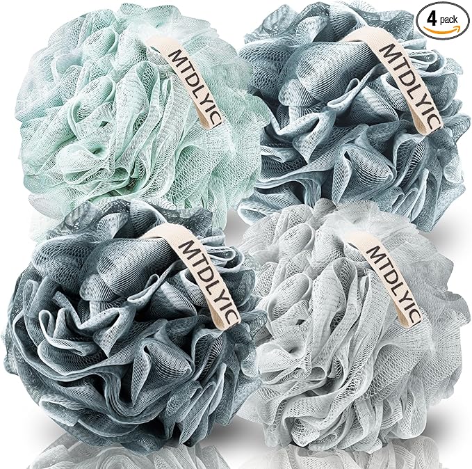 MTDLYICE Loofah Sponge, XXL Large Loofah 100g 4 Pack, Bath Sponge Soft Mesh by MTDLYICE