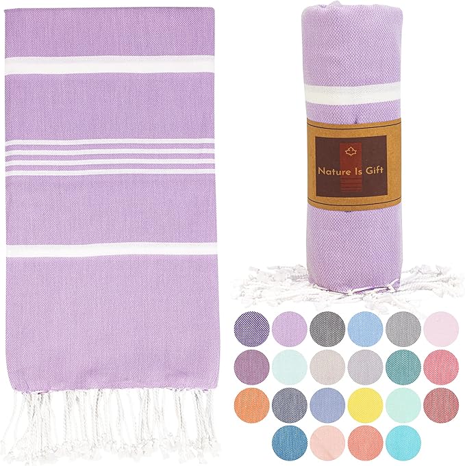 Beach Towel 100% Cotton Turkish Beach Towel Adult 38x70 Inch Pre-washed by NatureIsGift