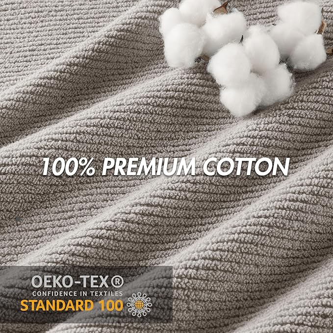 Madison Park Bathroom Towel Set of 6 Diagonal Ribbed, 500 GSM - Image 3