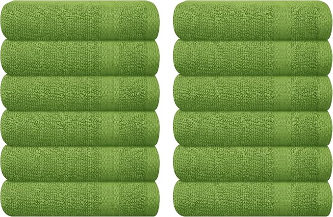 GLAMBURG Ultra Soft 12-Piece Washcloths Set 13x13-100% Ringspun Cotton by GLAMBURG