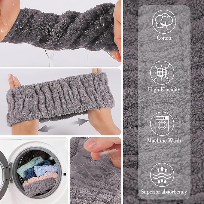 DiyJibb 9 Pcs Spa Headband for Washing Face, Skincare Headband and Wristband Set - Image 7