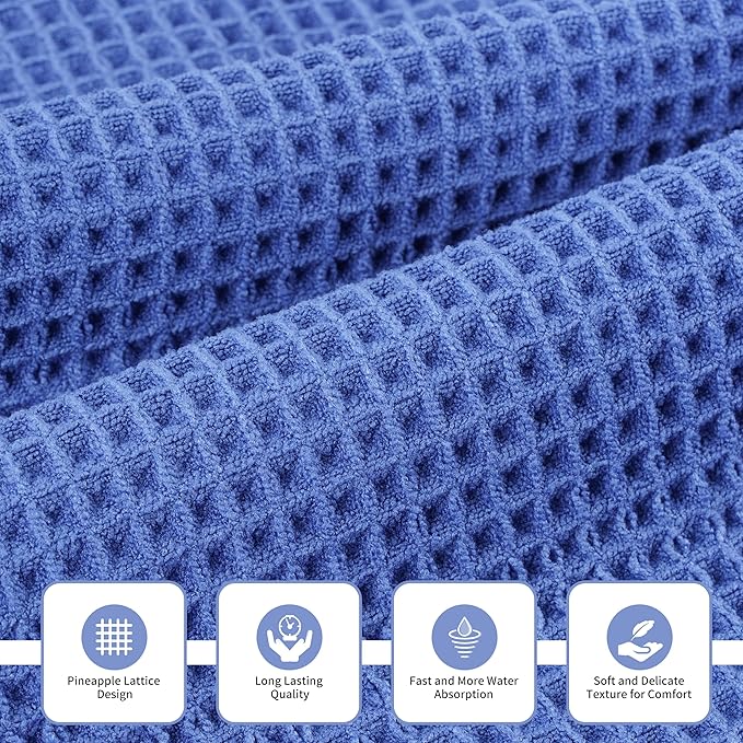 MICROFI New Microfiber Waffle Bath Towels, 3 Pieces, Fast Drying, Lint Free - Image 2
