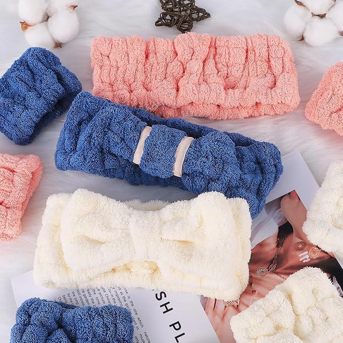 DiyJibb 9 Pcs Spa Headband for Washing Face, Skincare Headband and Wristband Set - Image 2