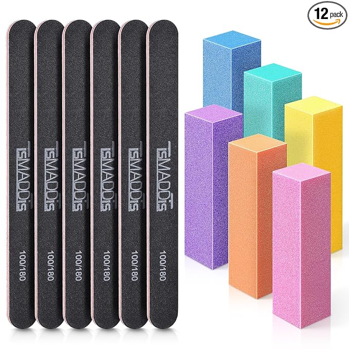 TsMADDTs Nail Files and Buffers, Professional Manicure Tools Kit Rectangular by TsMADDTs