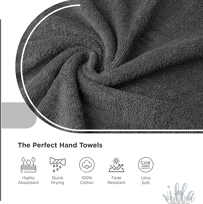 100% Cotton Hand Towel Set of 4, Sustainable, Highly Absorbent, Quick Drying - Image 3