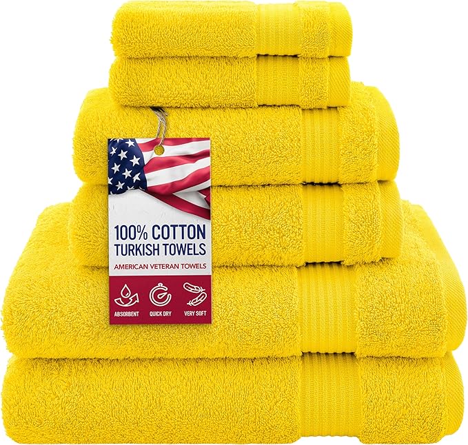 American Veteran Towel, 100% Cotton Turkish 6 Piece Towel Set, Luxury Towels by AmericanVeteranTowel