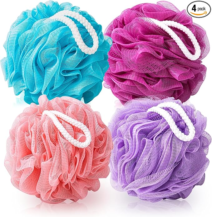 MTDLYICE Loofah for Women 75g 4 Pack, Bath Sponge Soft Mesh Shower Puff Loofah by MTDLYICE