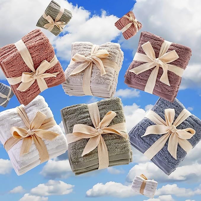 SKL Home CloudSoft Cotton Luxury 4-Piece Washcloth Set, Smoke Blue - Image 6