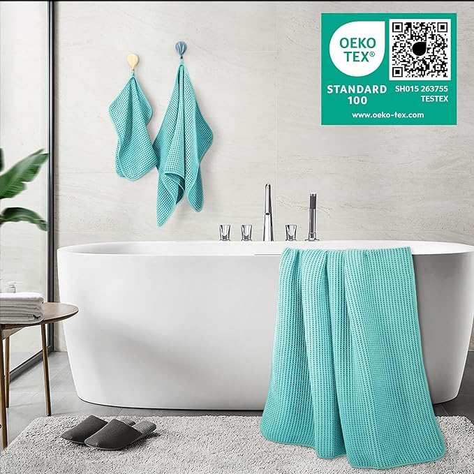 POLYTE 430 GSM Microfiber Quick Dry Lint Free Oversize Bath Towel Set, 6 Piece - Image 3
